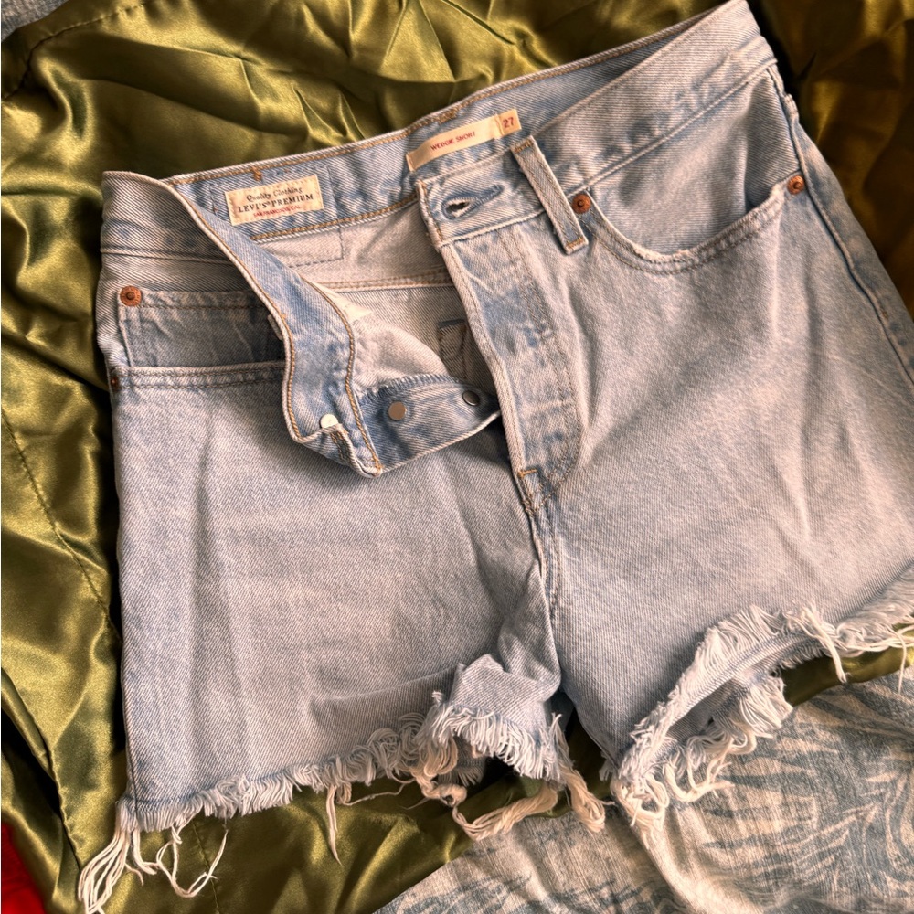 Light Blue Denim Cutoff Shorts